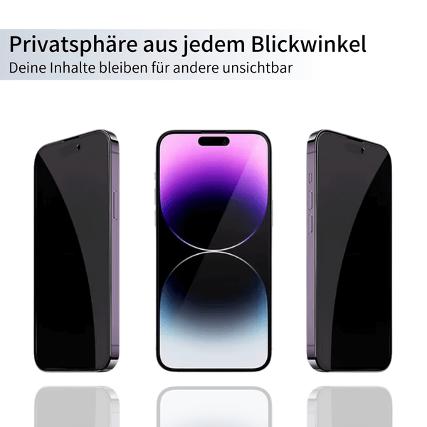 SecureScreen - blickdichtes Privacy-Panzerglas für iPhone-Display - langlebig & kratzfest